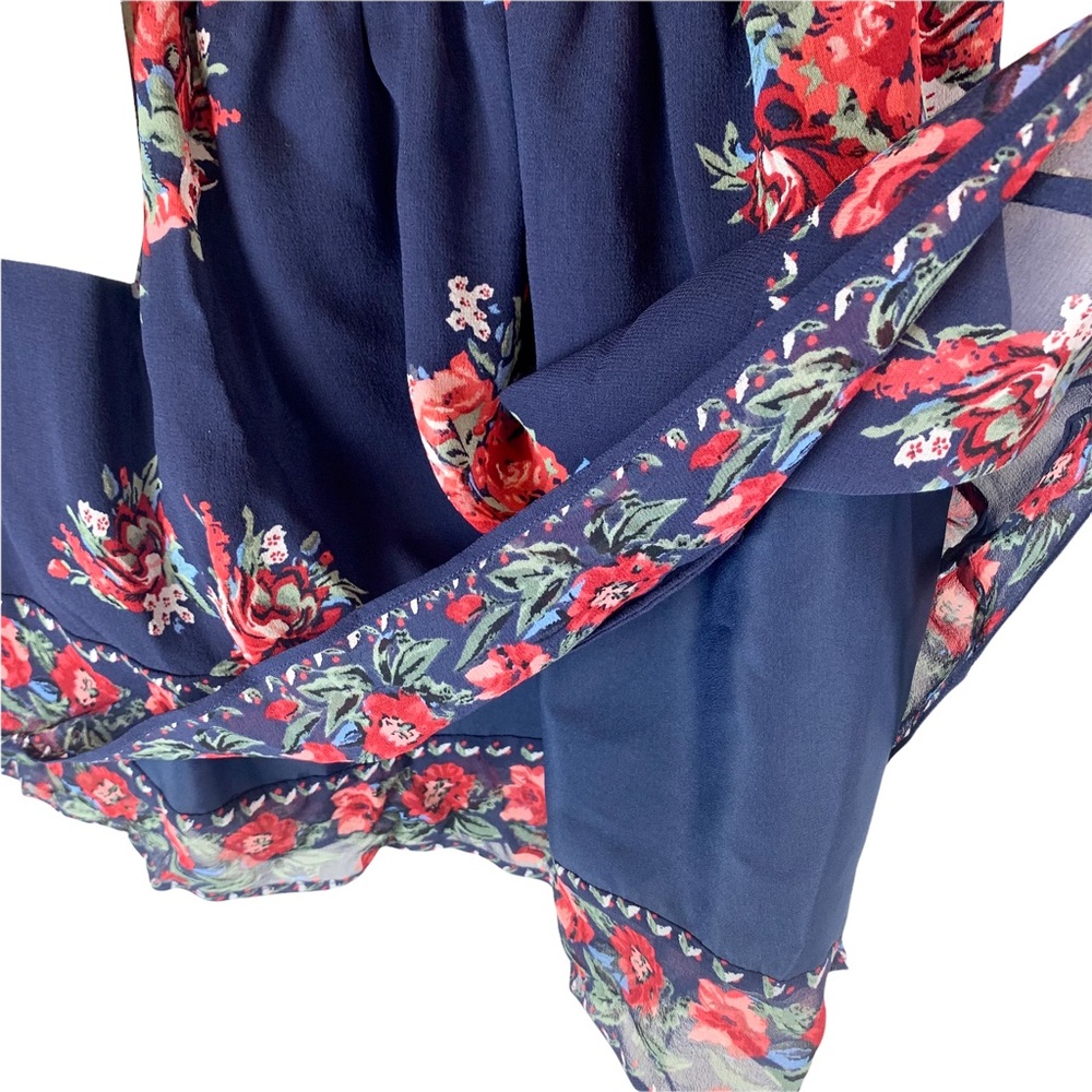Joie Silk Tiered Turnley Skirt Elastic Waist Navy Blue Floral Small NEW - Picture 3 of 9